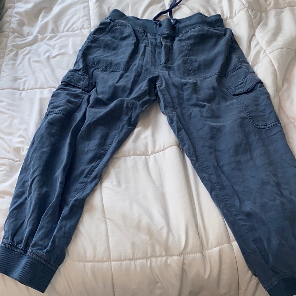 comfy light blue joggers.